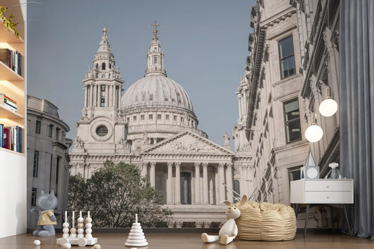 St Pauls London wall mural with grand dome and city skyline