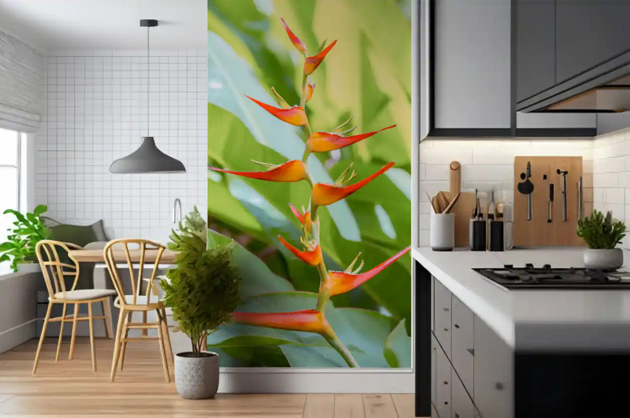 Heliconia's Fiery Bloom Wall Mural