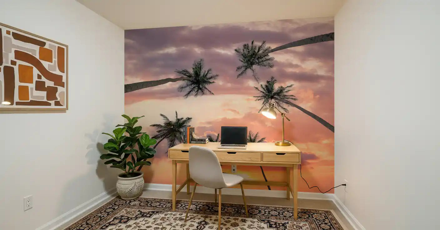 Sunset Palm Canopy Wall Mural