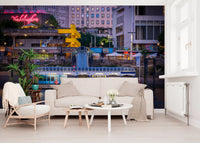 City skyline wall mural with Southbank night atmosphere
