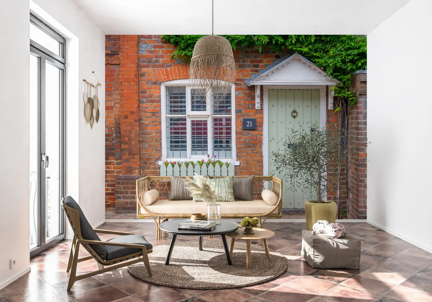 English Garden Cottage Facade Wall Mural