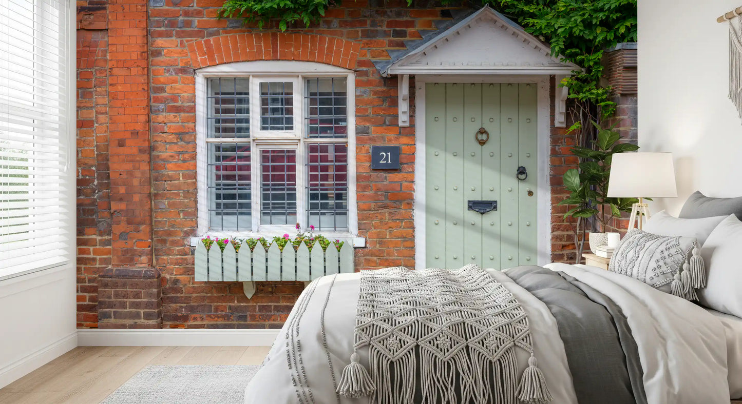 English Garden Cottage Facade Wall Mural
