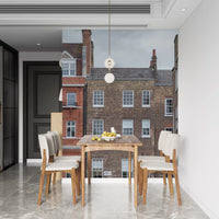City facade wall mural inspired by classic London streets