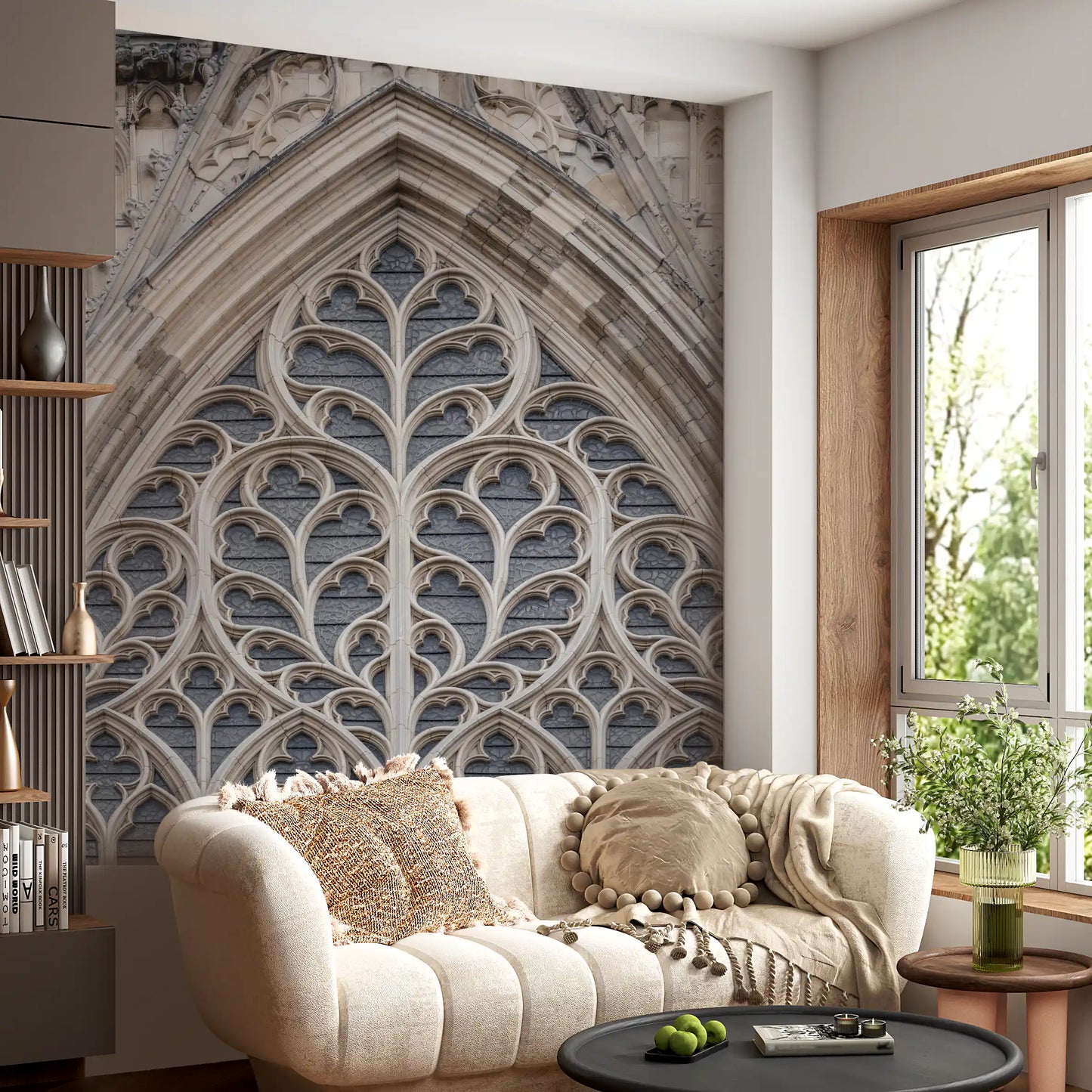 Gotische Pracht Fenster-Wandbild