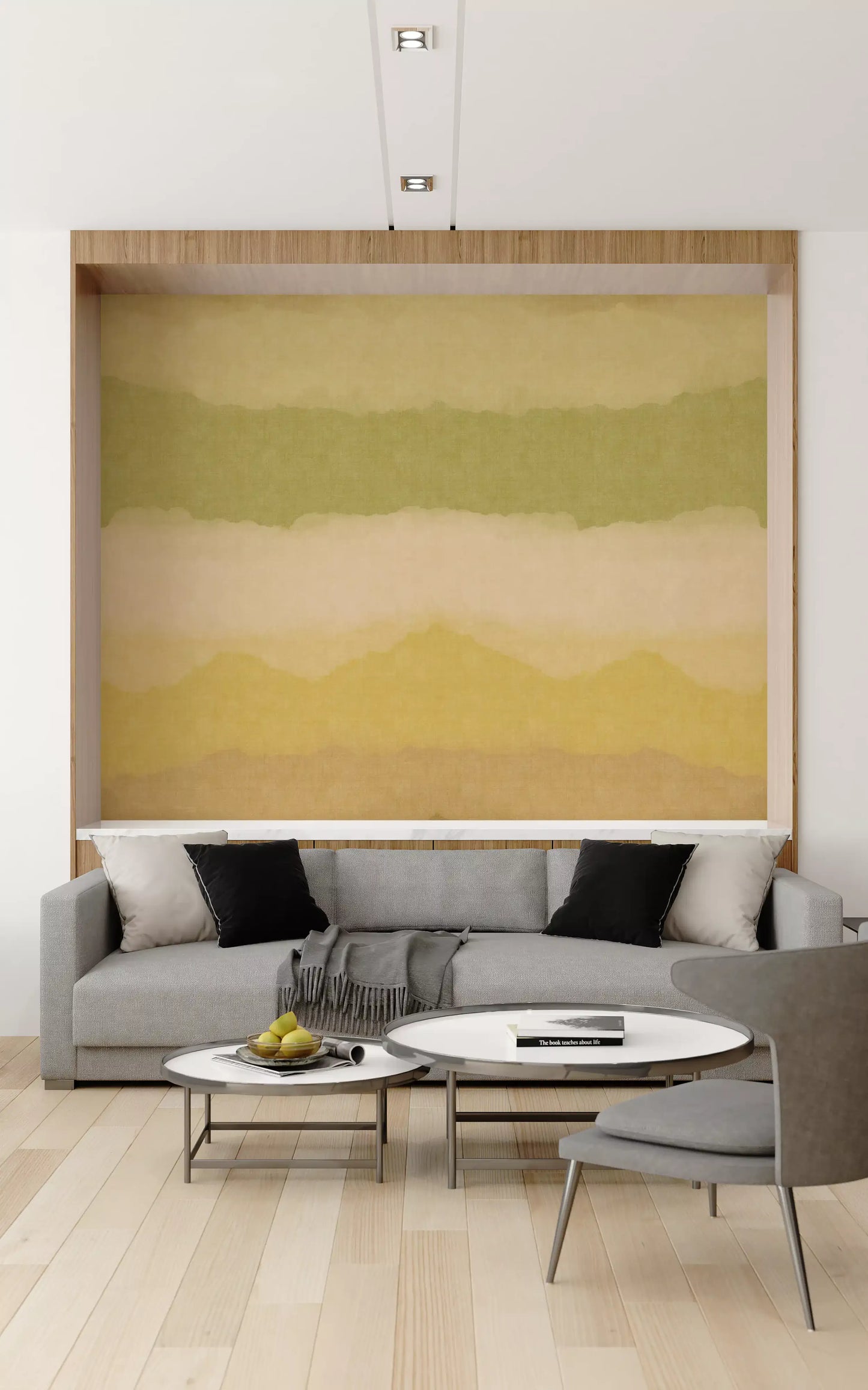 Relax Greenery Painted Horizon Mural Wall Mural