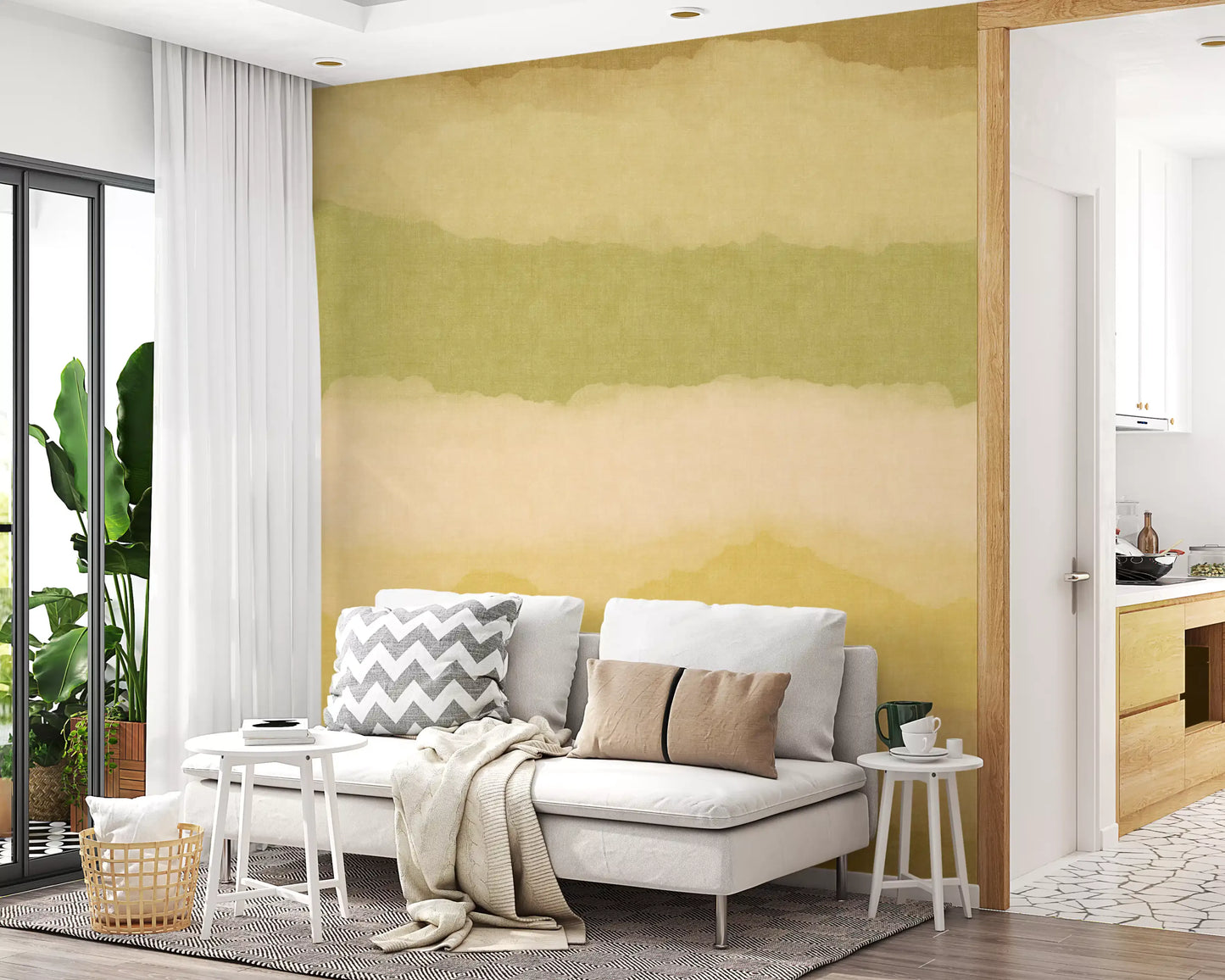 Relax Greenery Painted Horizon Mural Wall Mural