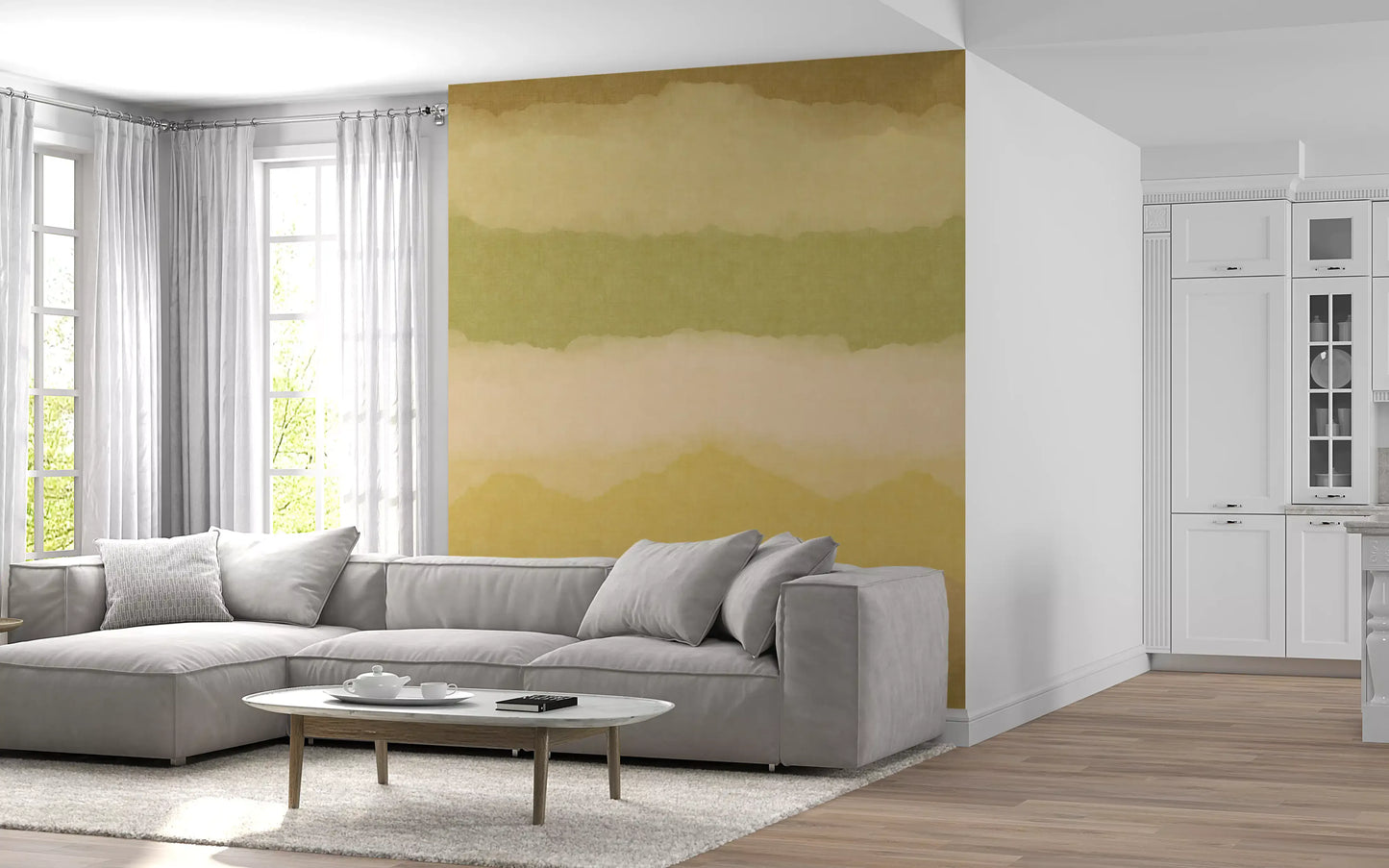 Relax Greenery Painted Horizon Mural Wall Mural