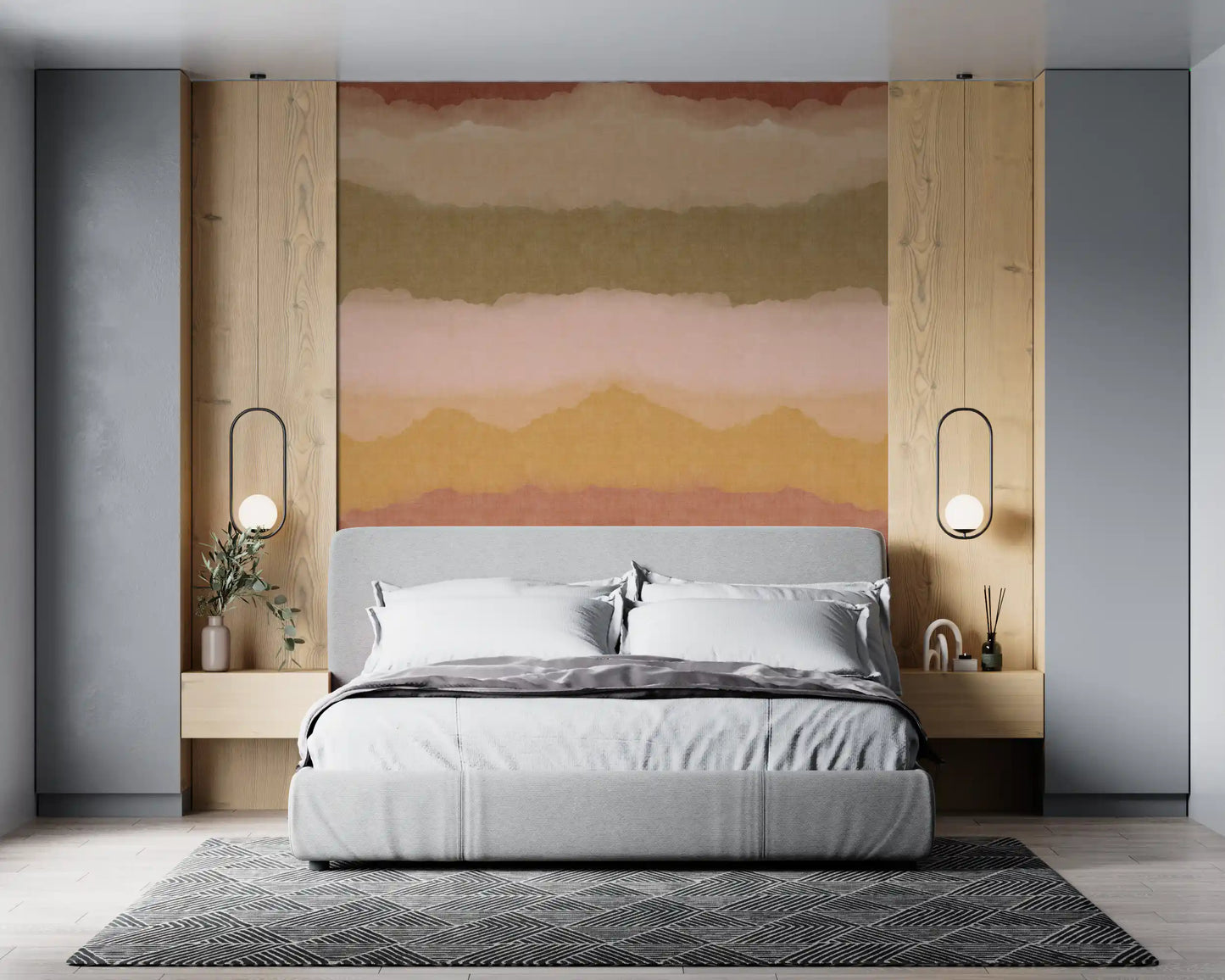 Relax Sunset Gemalter Horizont Wandbild Tapete