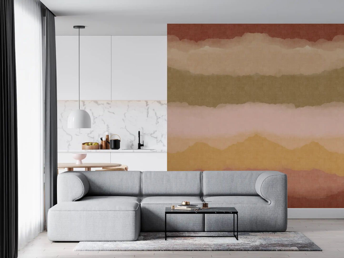 Relax Sunset Gemalter Horizont Wandbild Tapete