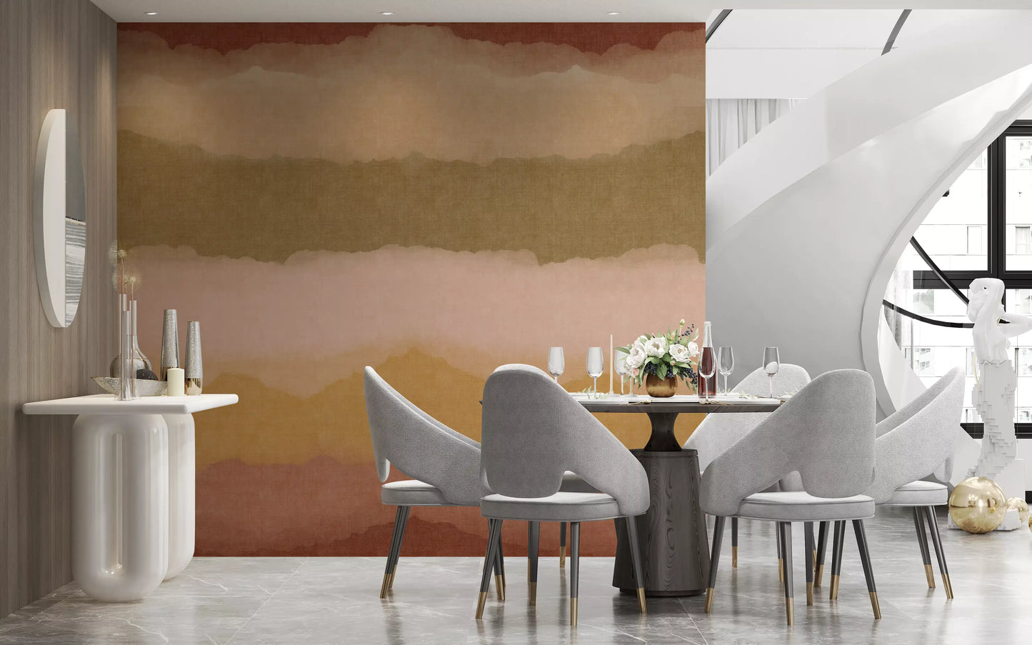 Relax Sunset Gemalter Horizont Wandbild Tapete