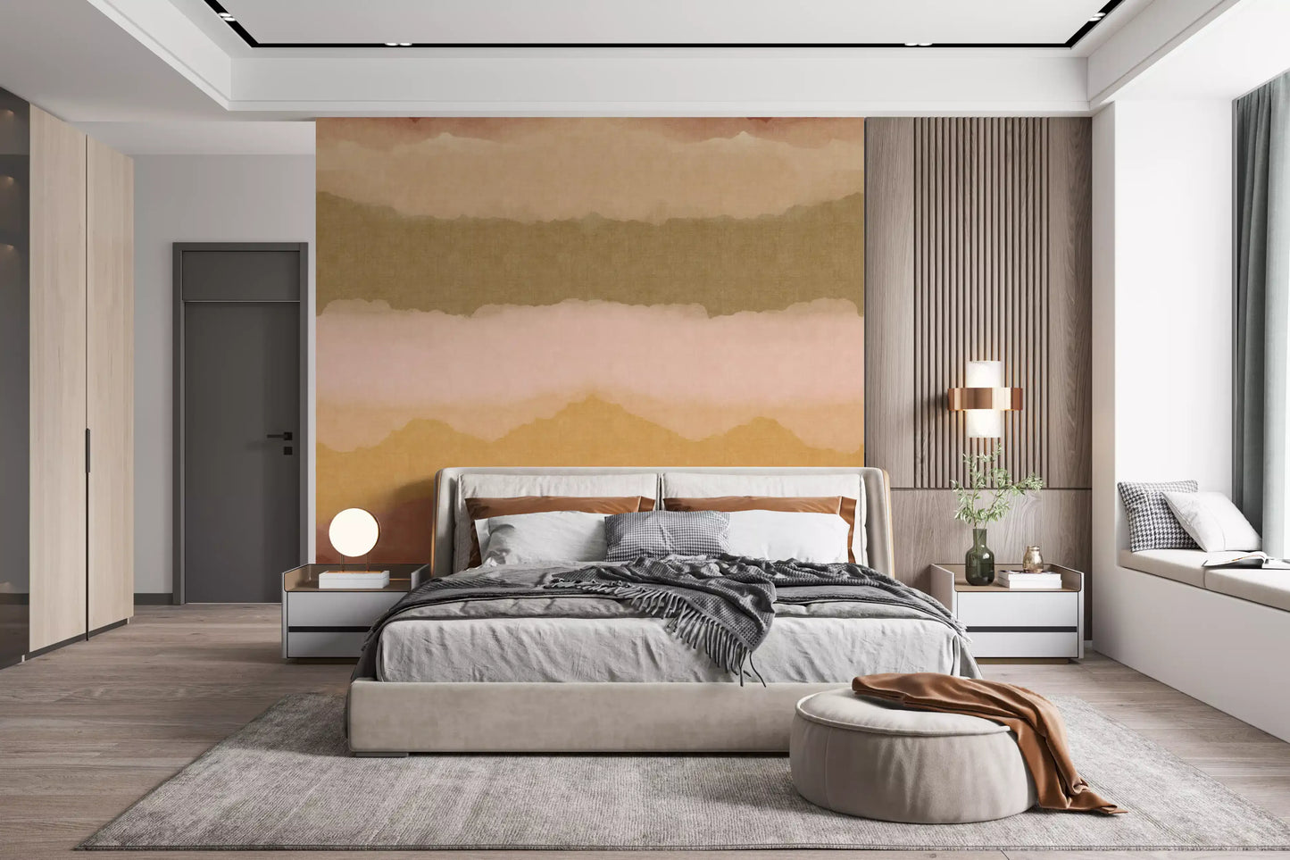 Relax Sunset Gemalter Horizont Wandbild Tapete