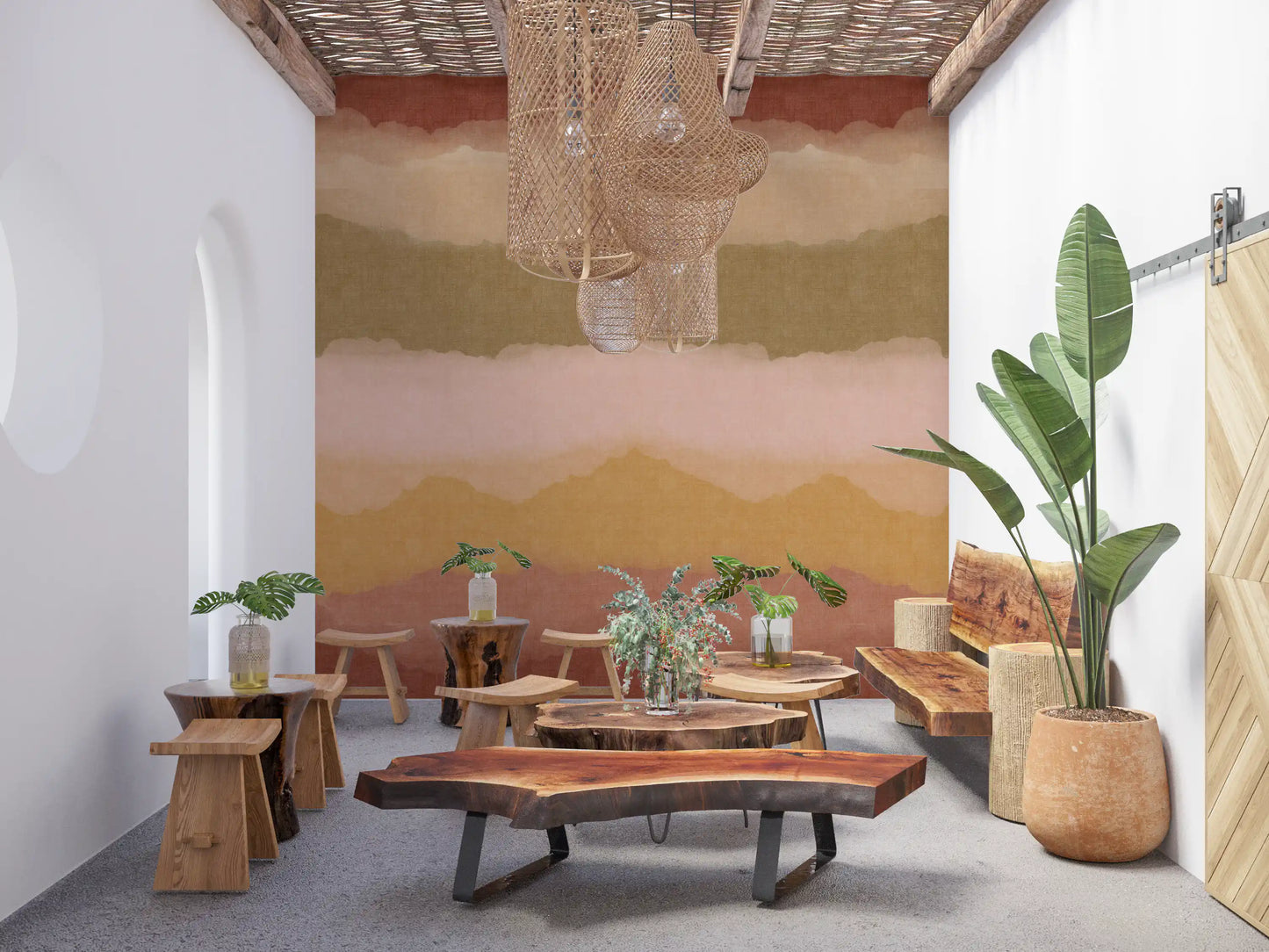 Relax Sunset Gemalter Horizont Wandbild Tapete