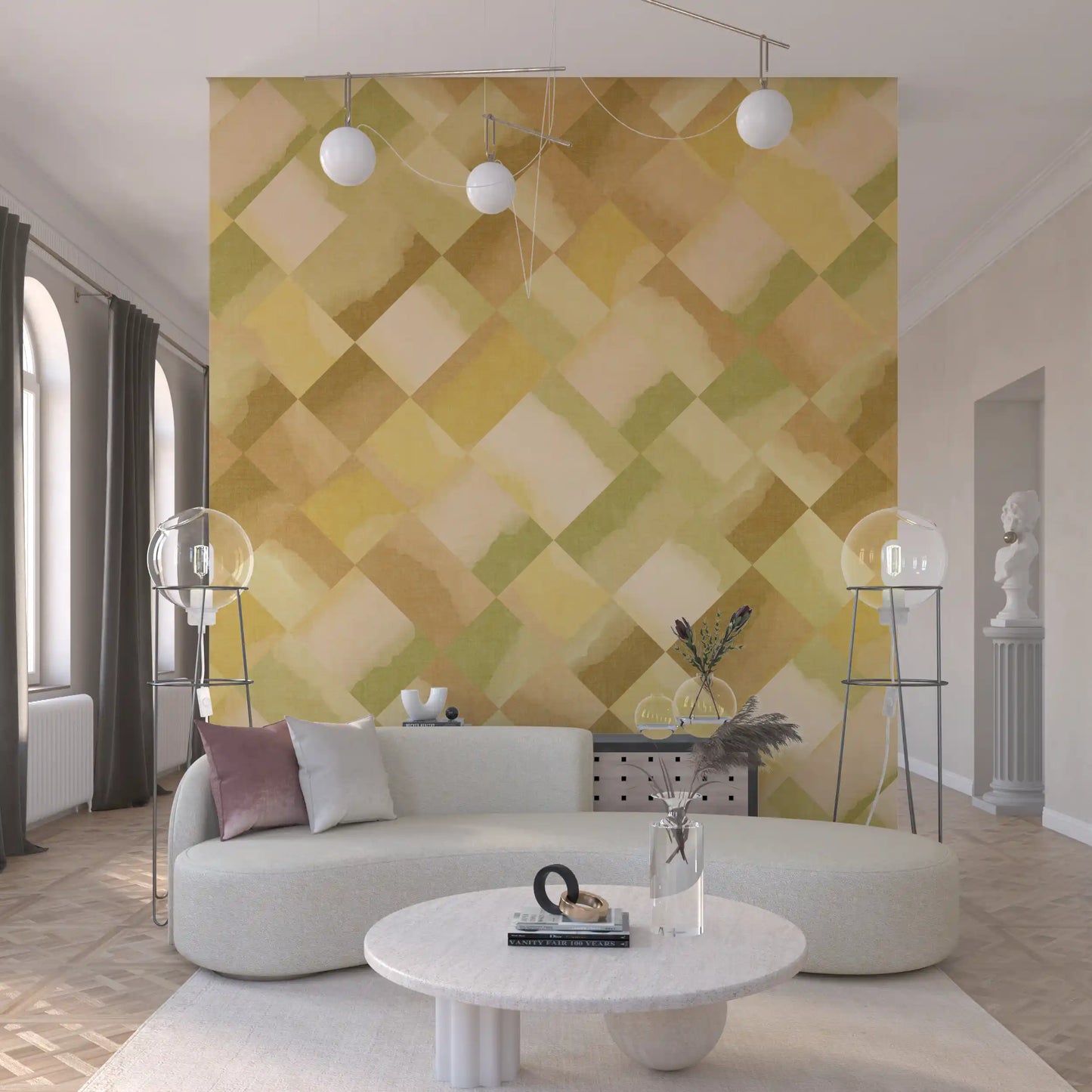 Relax Greenery Painted Checker Mural Wall Mural