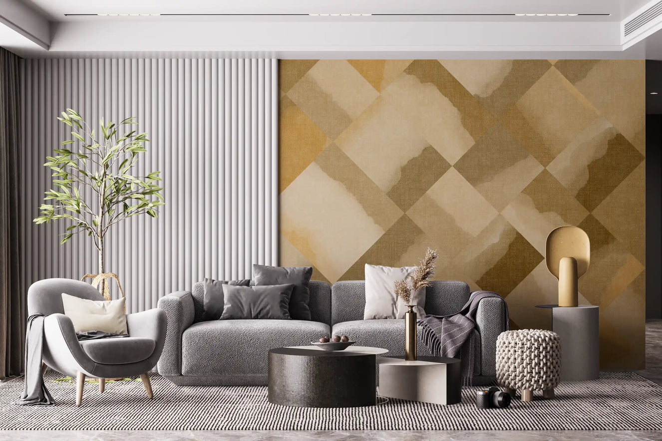 Relax Ocher Painted Checker Mural Wall Mural