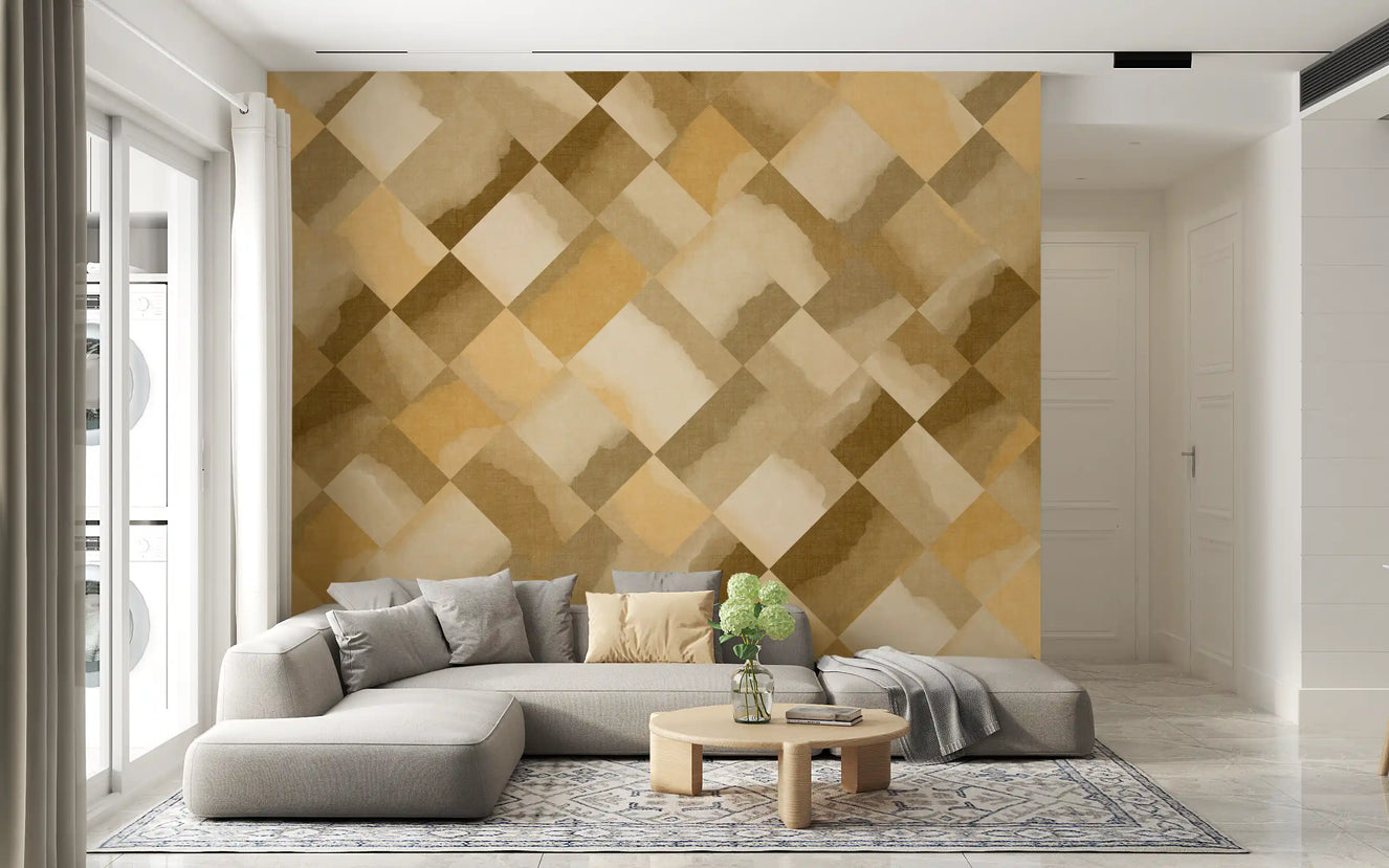 Relax Ocher Painted Checker Mural Wall Mural