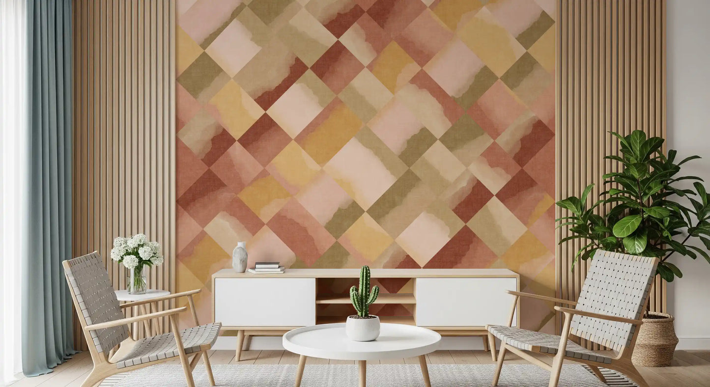 Relax Sunset Painted Checker Mural Wall Mural