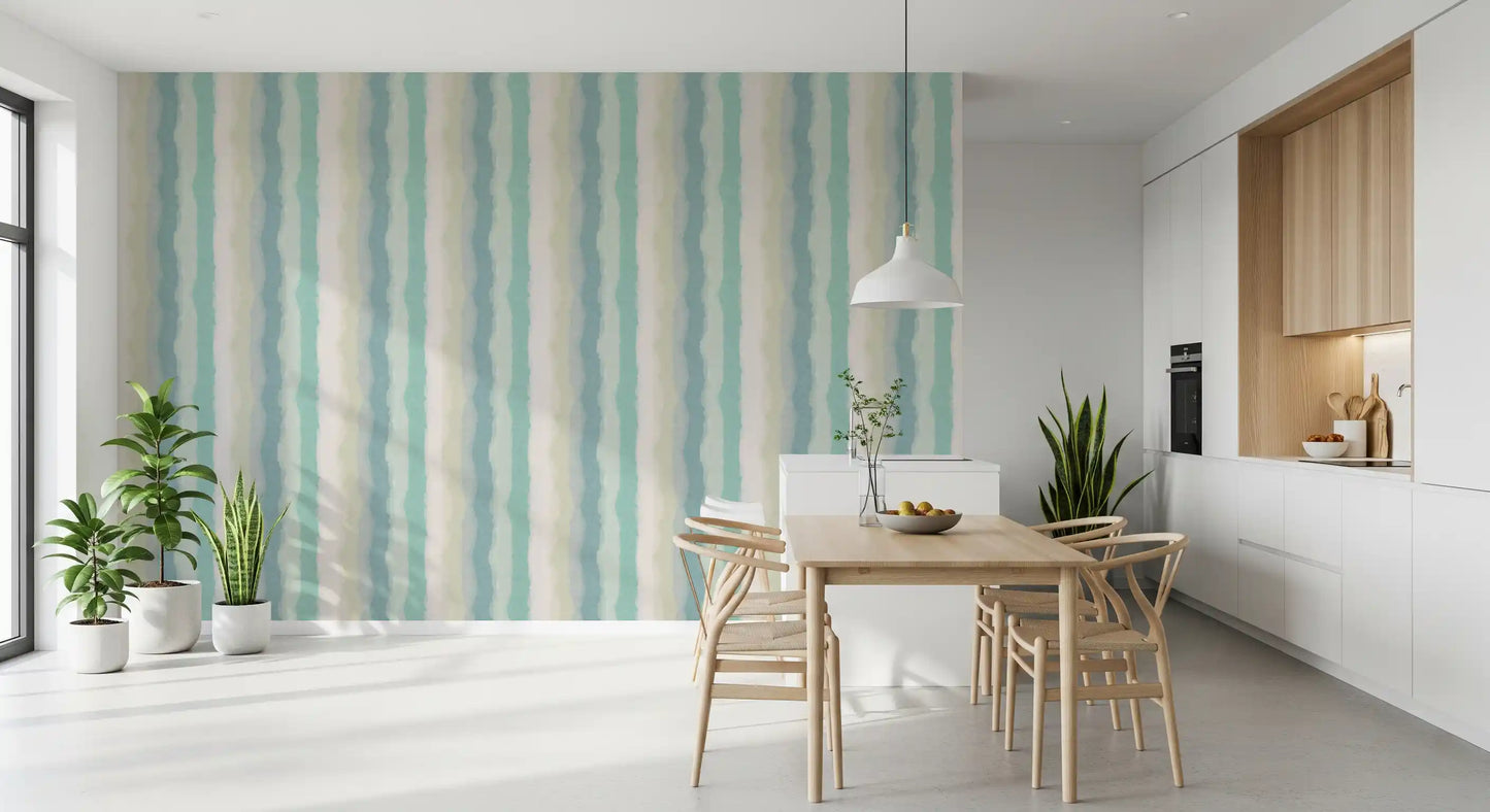 Relaxte Waterige Geschilderde Strepen Behang⁠