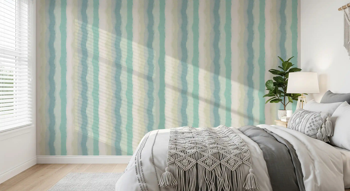 Relaxte Waterige Geschilderde Strepen Behang⁠