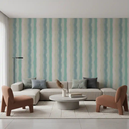 Minimalist stripe wallpaper with watercolor texture effects
