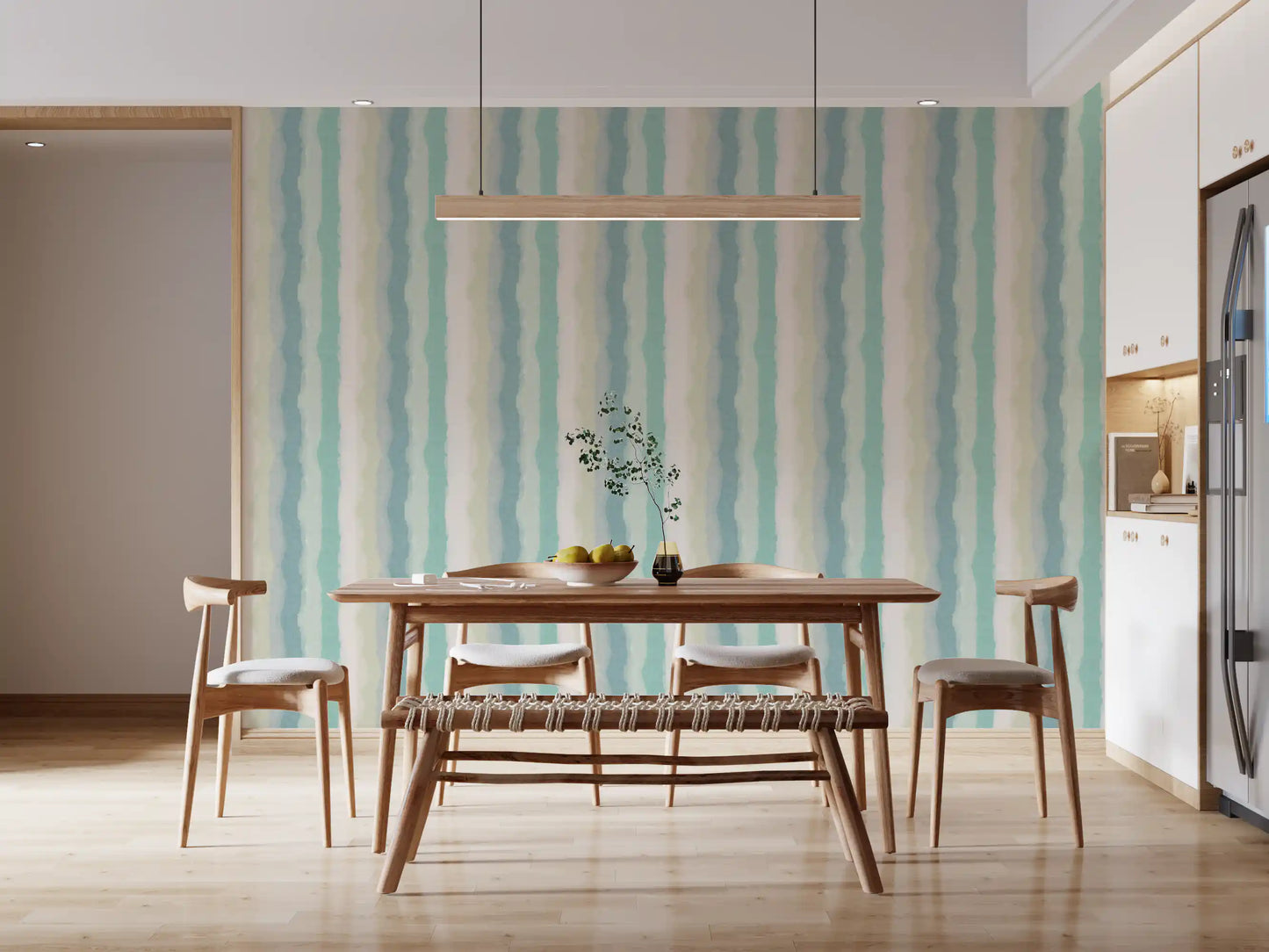 Relaxte Waterige Geschilderde Strepen Behang⁠