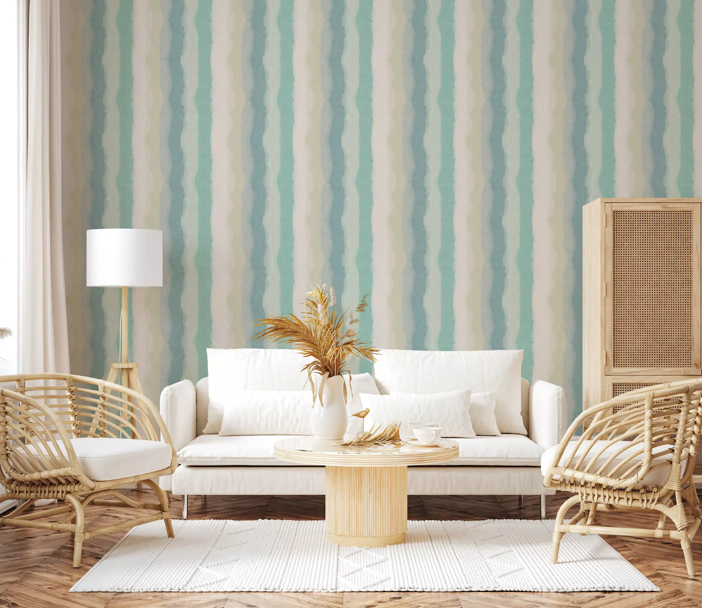 Relaxte Waterige Geschilderde Strepen Behang⁠