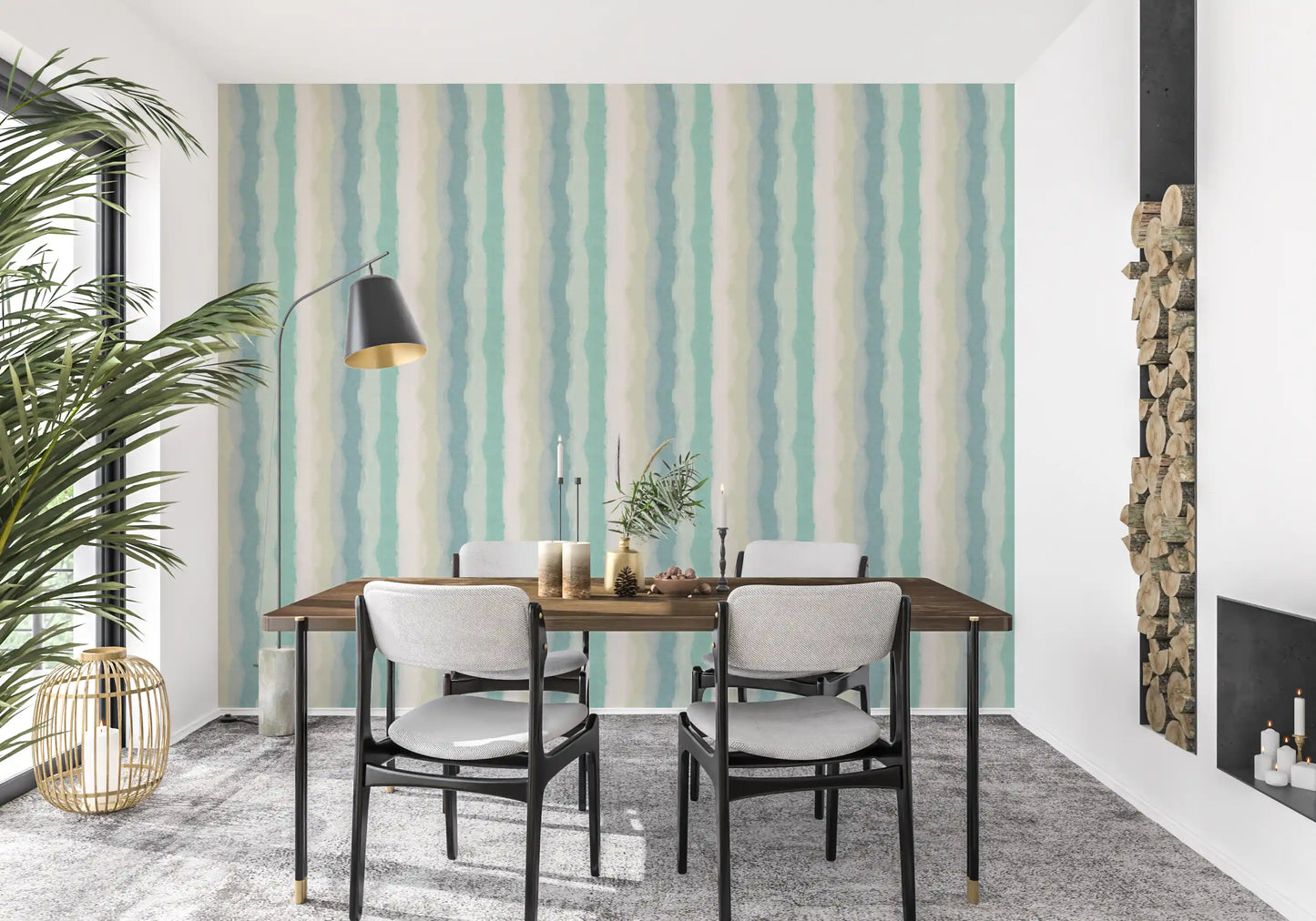 Relaxte Waterige Geschilderde Strepen Behang⁠