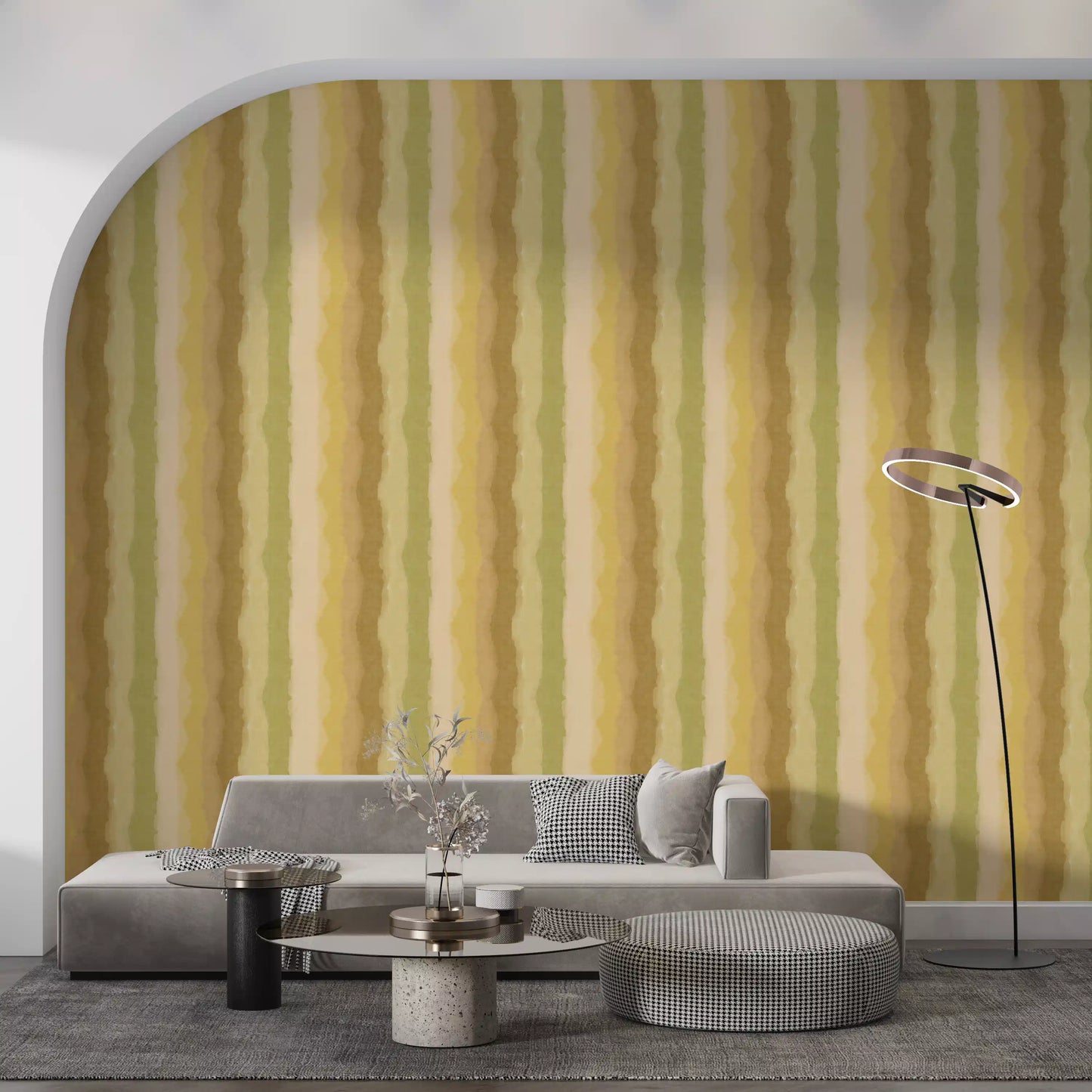 Relax Greenery Painted Stripes Wallpaper⁠