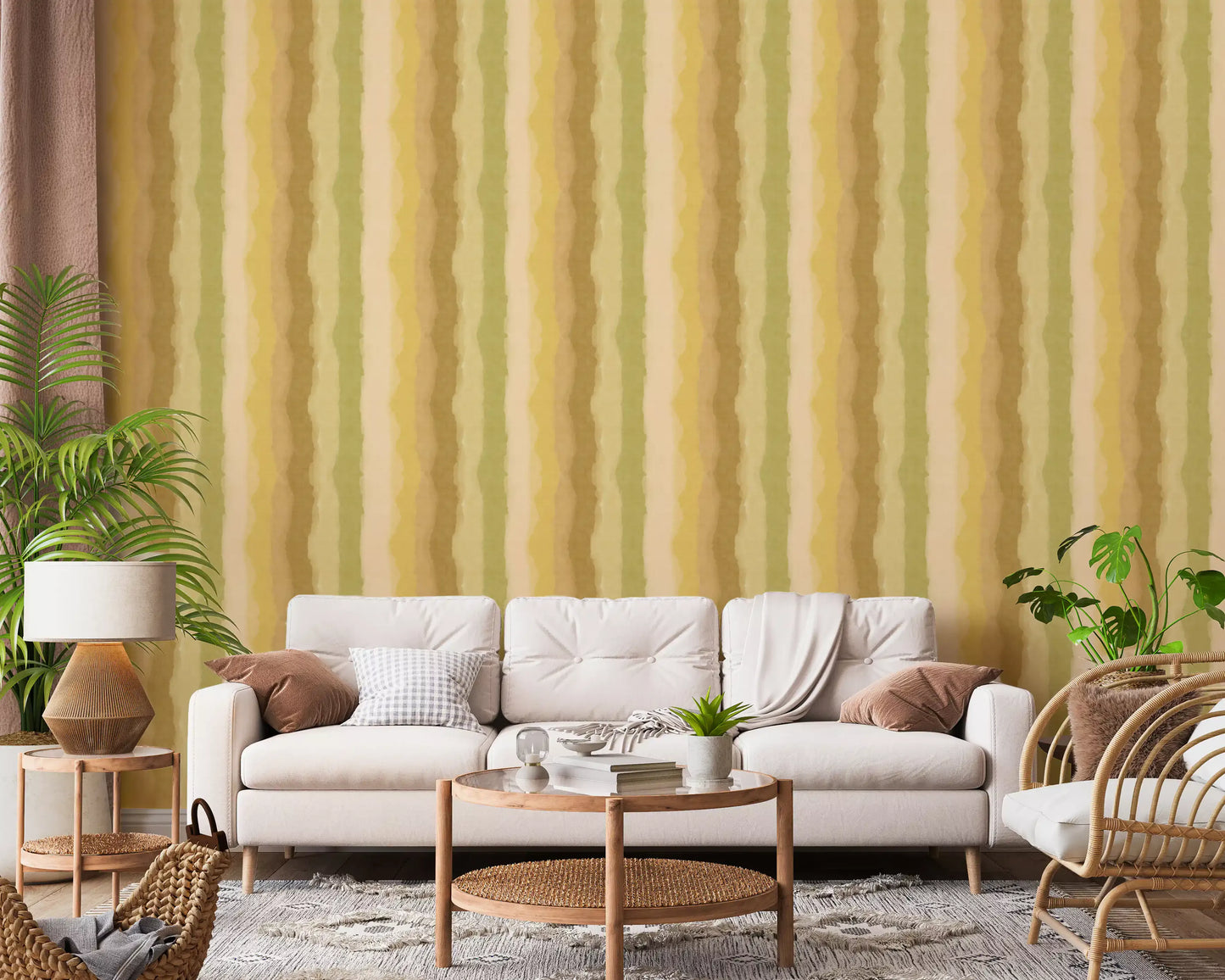 Relax Greenery Painted Stripes Wallpaper⁠