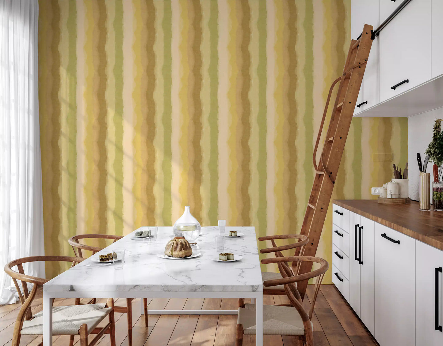 Relax Greenery Painted Stripes Wallpaper⁠