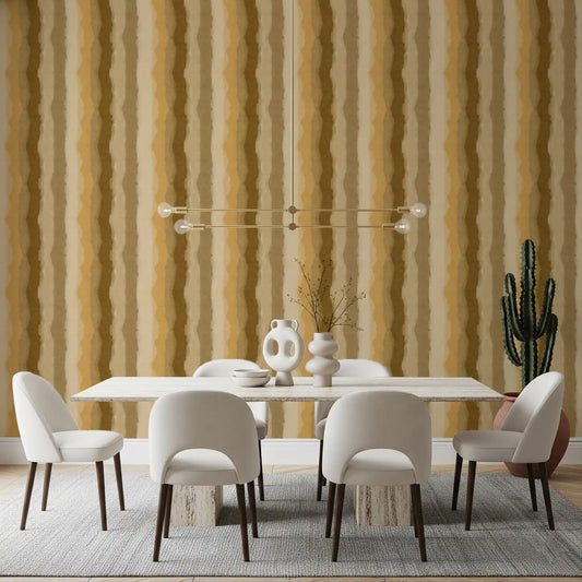 Minimalist wallpaper with warm ocher watercolor stripes
