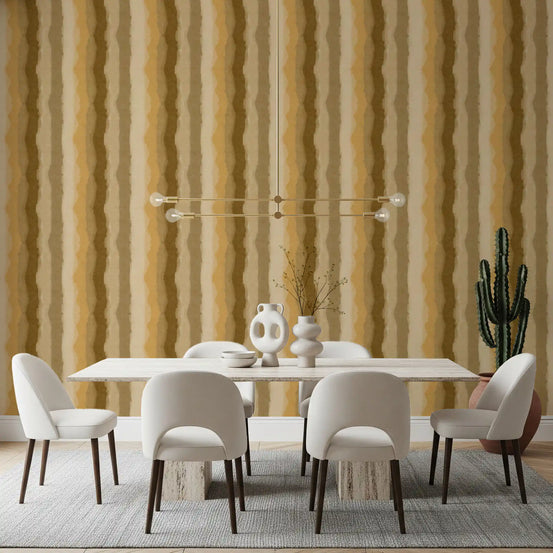 Minimalist wallpaper with warm ocher watercolor stripes
