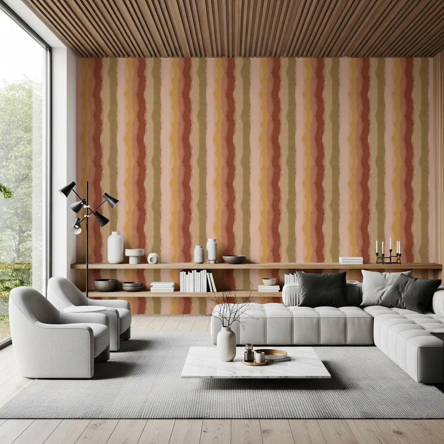 Papier peint Rayures Peintes Coucher de Soleil Relax
