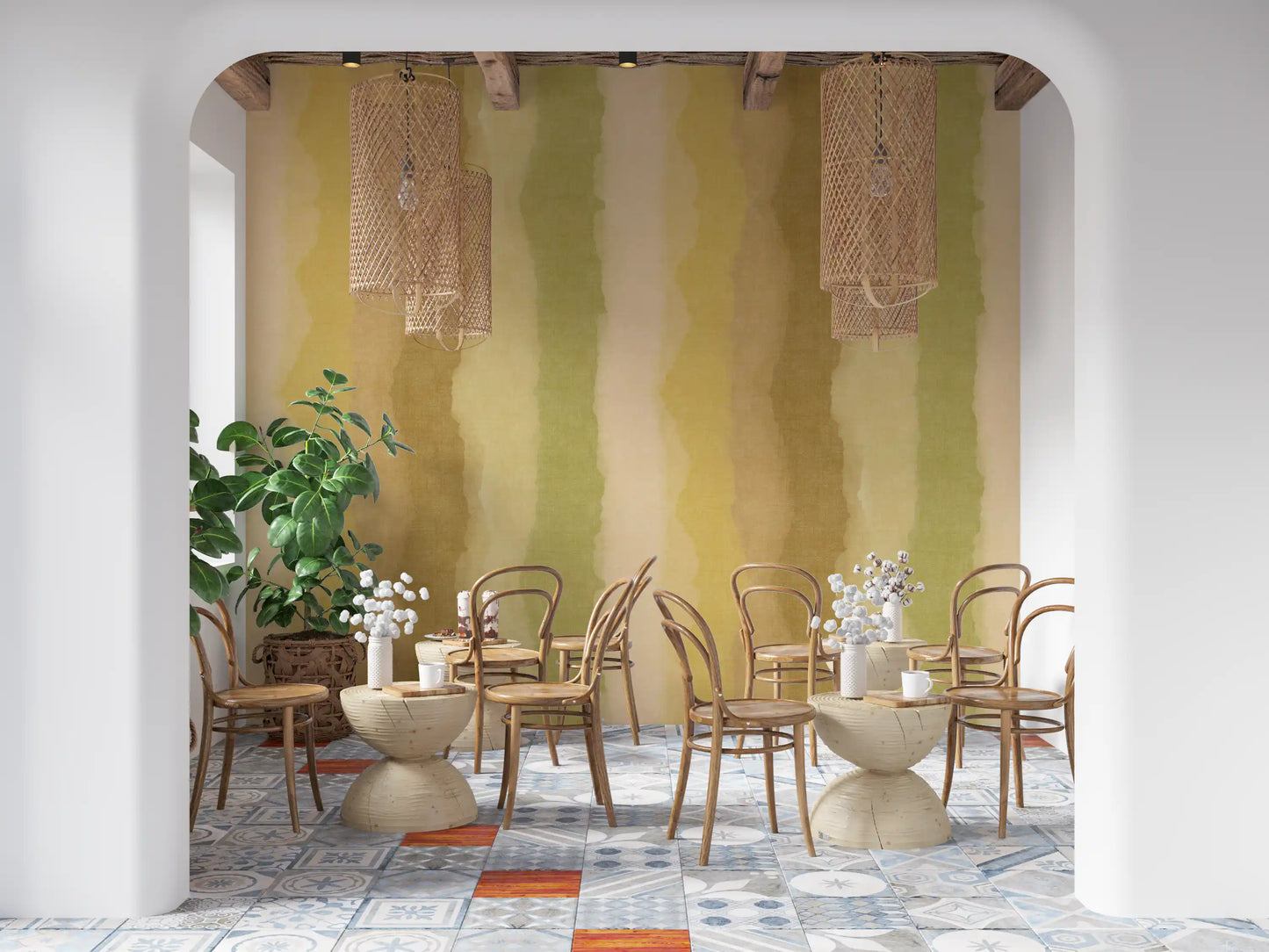 Relax Greenery Malte Striper Veggmaleri