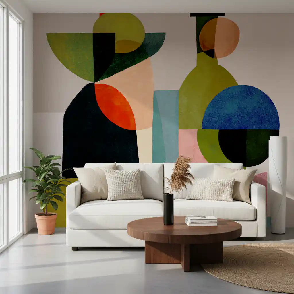 Office area Abstract Vessel Study Wall Mural with bold geometric vessel forms