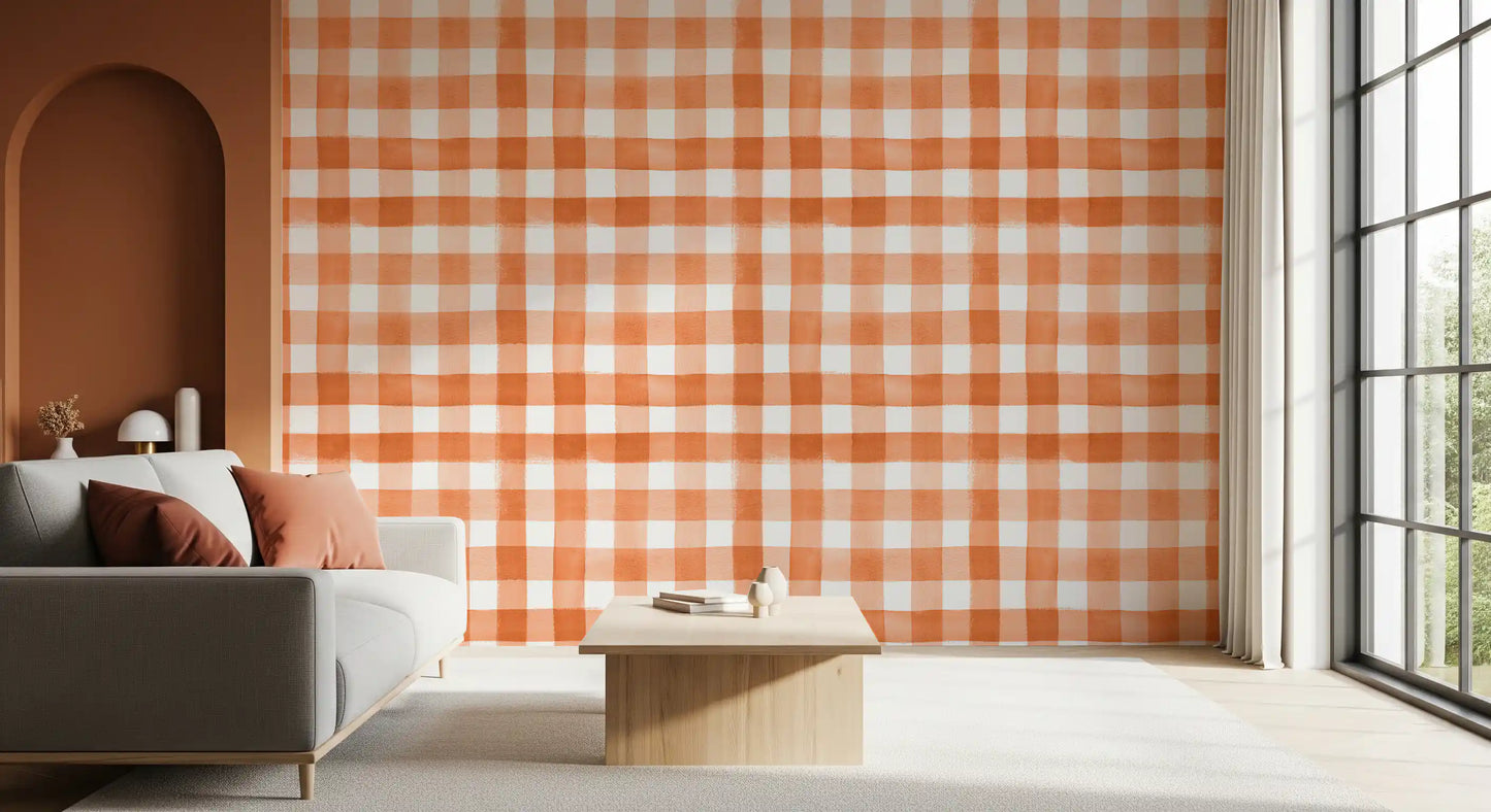 Handbemalte Terrakotta-Karo-Tapete