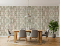 Dining room Muted Organic Wallpaper with flowing stripe pattern and calm tones