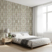 Textured stripes wallpaper with muted organic forms and a calm neutral repeat