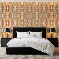 Bedroom Golden Rhythm abstract stripes Wallpaper in warm ocher flow