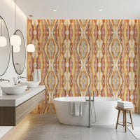 Warm abstract wallpaper featuring golden rhythm and soft vertical lines