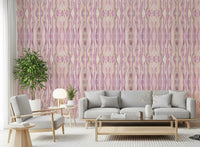 Pale cream wallpaper featuring Blush Mirage stripes and gentle wave lines