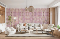 Living room Blush Mirage Stripes Wallpaper with soft pink flowing bands