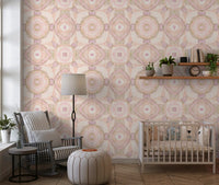 Pastel Harmony Wallpaper featuring mirrored forms and a soft chalky texture
