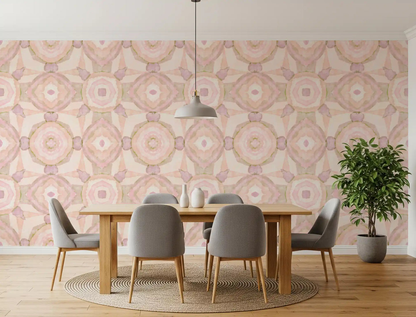 Watercolor abstract wallpaper with pale symmetry and calm blush colour flow