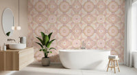 Bathroom Soft Watercolor Wallpaper with calm symmetry and airy texture