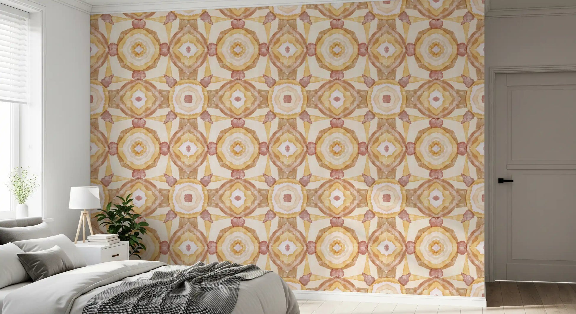 Earth Mandala Wallpaper showing painterly shapes and soft circular movement