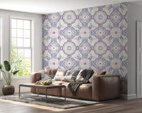 Living room Muted Harmony Wallpaper featuring soft abstract mirrored detail
