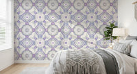 Bedroom Kaleidoscope Wallpaper with muted colour and balanced shape flow