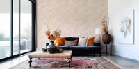 Hallway Whimsy Wallpaper featuring peach petals and airy botanical outlines