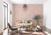 Hallway Soft Peach Wallpaper showing floral swirls and pale botanical shapes