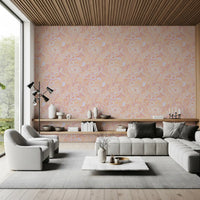 Home Soft Peach Floral Wallpaper with airy swirls and pastel petals
